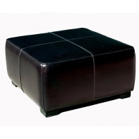 Baxton Studio Full Leather Ottoman Black Y-052-023-black